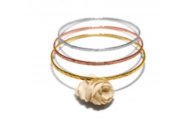 Bracelet Martelé, Acier inoxydable 3 couleurs; Or jaune, Or blanc; Or rose